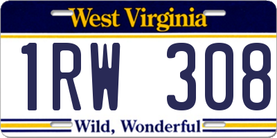 WV license plate 1RW308