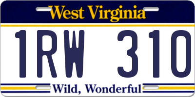 WV license plate 1RW310