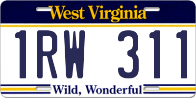 WV license plate 1RW311