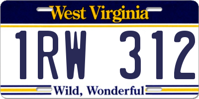 WV license plate 1RW312