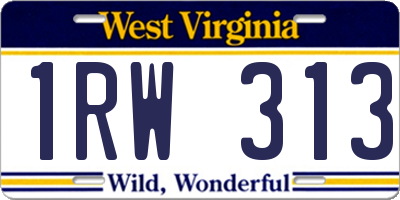 WV license plate 1RW313