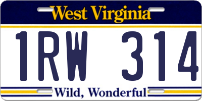 WV license plate 1RW314