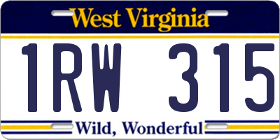 WV license plate 1RW315