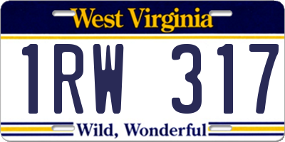 WV license plate 1RW317