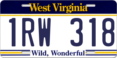 WV license plate 1RW318