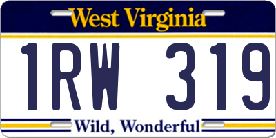 WV license plate 1RW319
