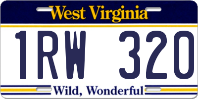 WV license plate 1RW320