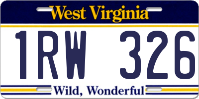 WV license plate 1RW326