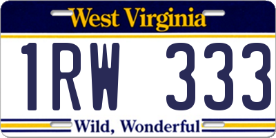 WV license plate 1RW333