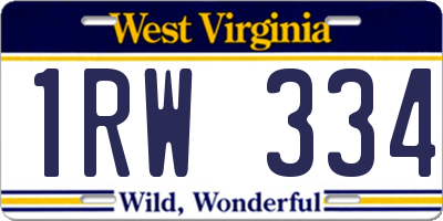 WV license plate 1RW334