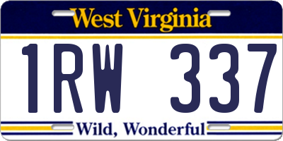 WV license plate 1RW337