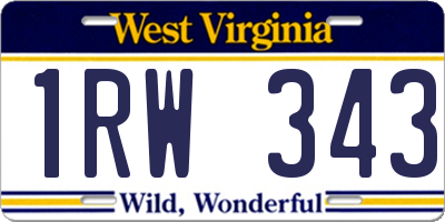 WV license plate 1RW343