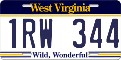 WV license plate 1RW344