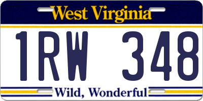 WV license plate 1RW348