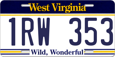 WV license plate 1RW353