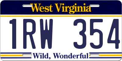 WV license plate 1RW354