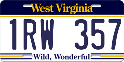 WV license plate 1RW357