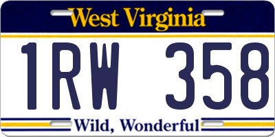 WV license plate 1RW358