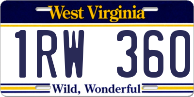 WV license plate 1RW360