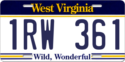 WV license plate 1RW361