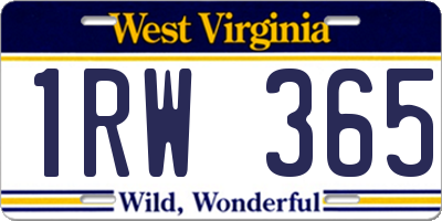 WV license plate 1RW365