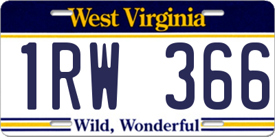 WV license plate 1RW366