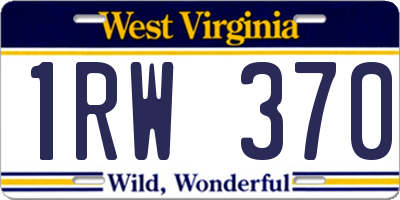 WV license plate 1RW370