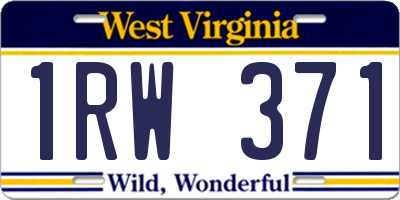 WV license plate 1RW371