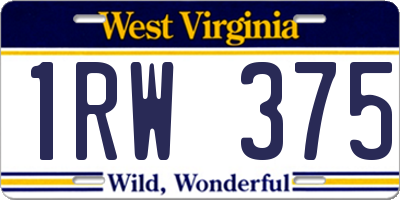 WV license plate 1RW375
