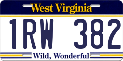 WV license plate 1RW382