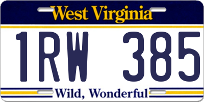 WV license plate 1RW385