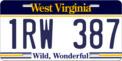 WV license plate 1RW387