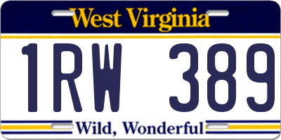 WV license plate 1RW389