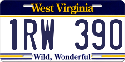 WV license plate 1RW390