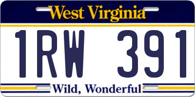 WV license plate 1RW391