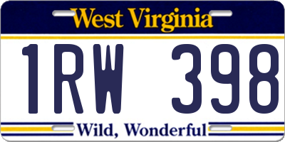 WV license plate 1RW398