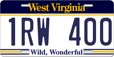 WV license plate 1RW400