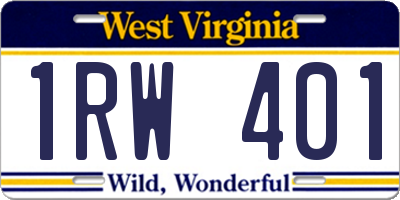 WV license plate 1RW401