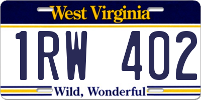 WV license plate 1RW402
