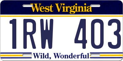 WV license plate 1RW403
