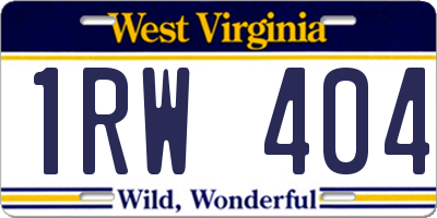 WV license plate 1RW404