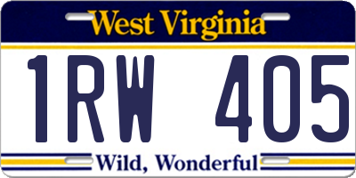 WV license plate 1RW405