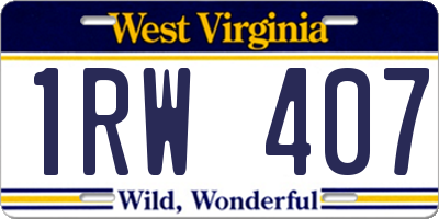 WV license plate 1RW407