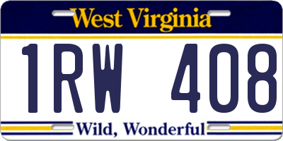WV license plate 1RW408