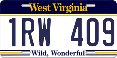 WV license plate 1RW409