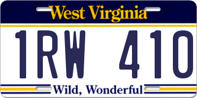 WV license plate 1RW410