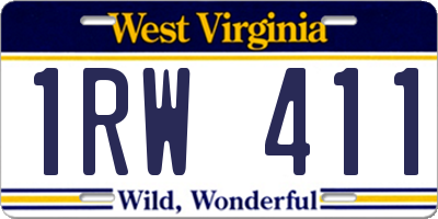 WV license plate 1RW411