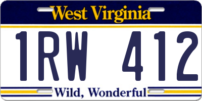WV license plate 1RW412