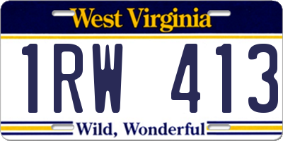 WV license plate 1RW413