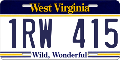 WV license plate 1RW415